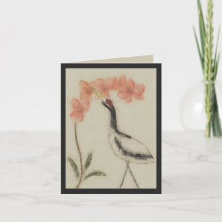 Tarjeta de nota de la grúa y de la orquídea