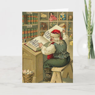 Tarjeta de nota de la lista del navidad de Santa