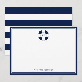 Tarjeta de nota de la Marina Náutica y raya blanca