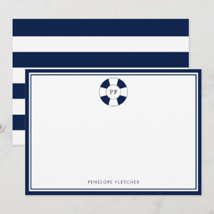 Tarjeta de nota de la Marina Náutica y raya blanca