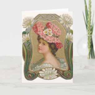 Tarjeta de nota de la mujer victoriana