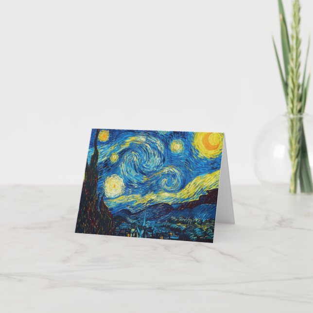 Tarjeta de nota de la noche estrellada de Van Gogh (Anverso)