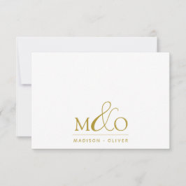 Tarjeta de nota de la pareja Gold Ampersand Monogr