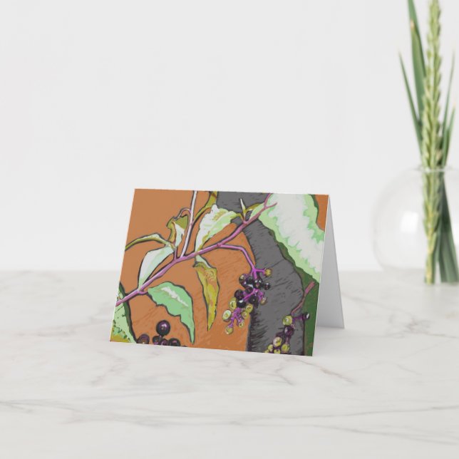 Tarjeta de nota de la planta nativa de Pokeberry (Anverso)