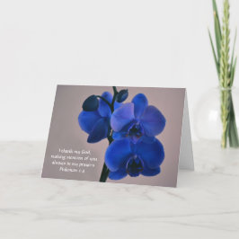 Tarjeta de nota de la plegaria de la orquídea azul