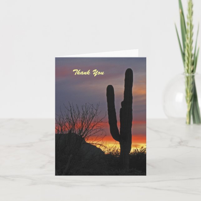 Tarjeta de nota de la puesta de sol de Saguaro Cac (Anverso)