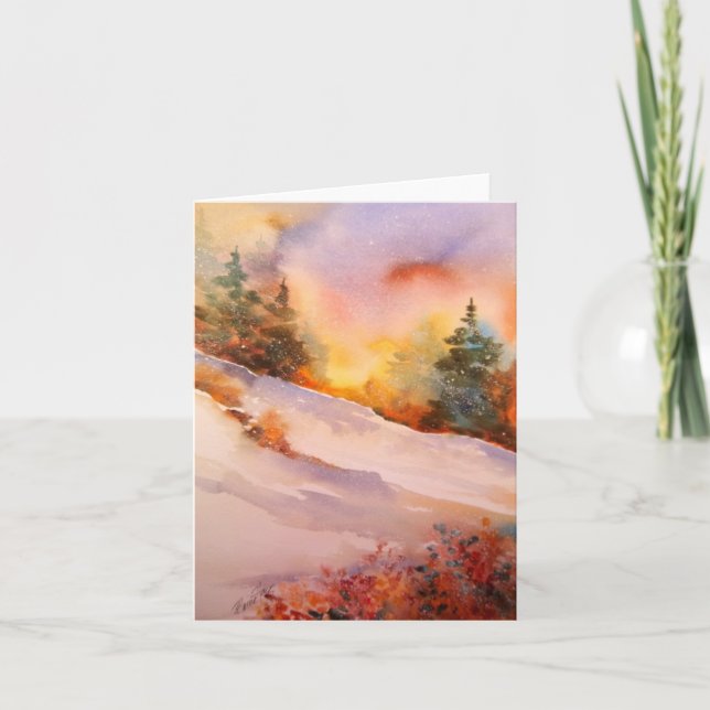 Tarjeta de nota de la salida del sol del invierno (Anverso)