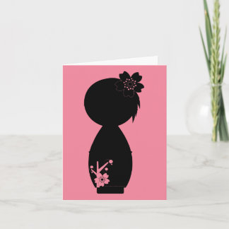 Tarjeta de nota de la silueta de Kokeshi Sakura