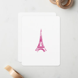 Tarjeta de nota de la toalla rosa Eiffel de París