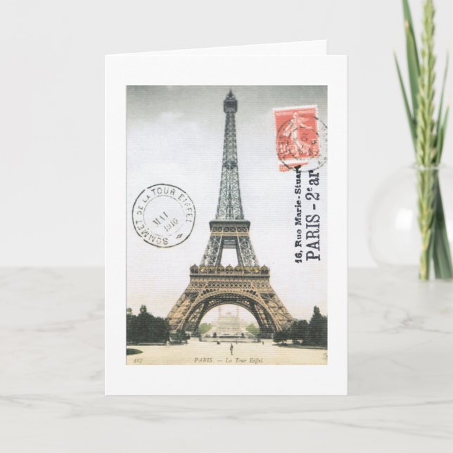 Tarjeta de nota de la Vieja Torre Eiffel. (Anverso)