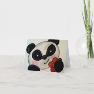 Tarjeta de nota de las flores de los osos de Panda