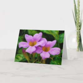Tarjeta de nota de las flores de Mandevilla en el 