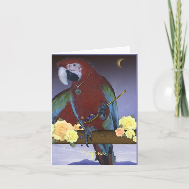 Tarjeta de nota de loro vibrante (Anverso)