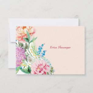 Tarjeta de nota de los Peonies y de las lilas