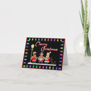Tarjeta de nota de luces y villancicos para navida
