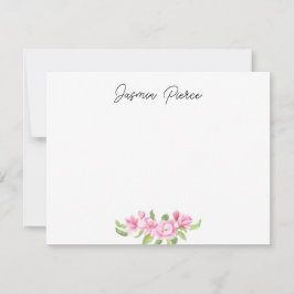 Tarjeta de nota de magnolia rosa personalizada