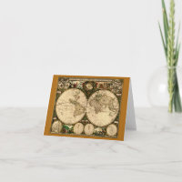 Tarjeta de nota de mapa del viejo mundo