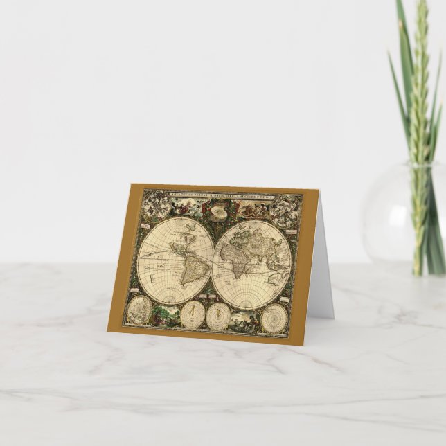 Tarjeta de nota de mapa del viejo mundo (Anverso)