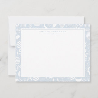 Tarjeta de nota de marco de huevo de Pascua azul f