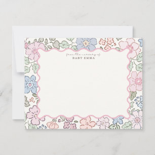 Tarjeta de nota de marco de vivero floral pastel