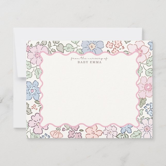Tarjeta de nota de marco de vivero floral pastel (Anverso)