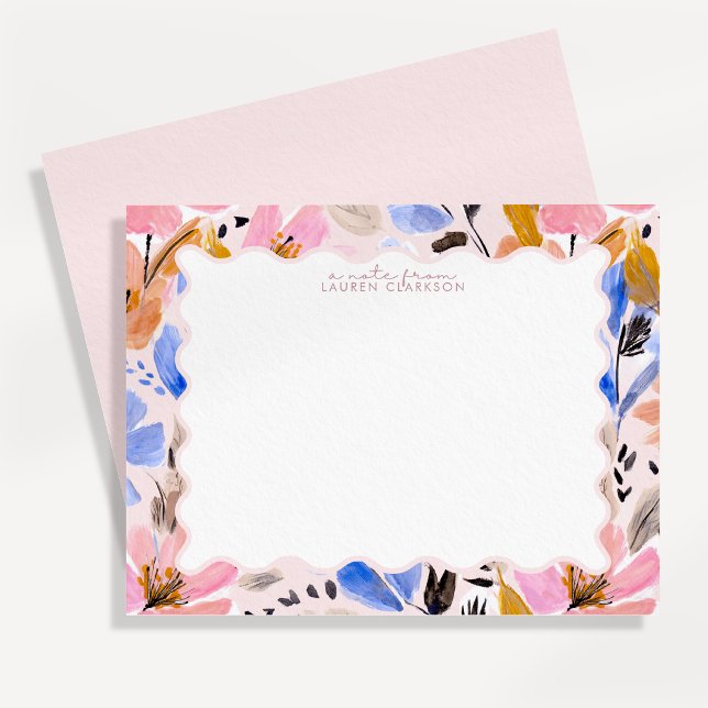 Tarjeta de nota de marco ondulado floral abstracto (Subido por el creador)