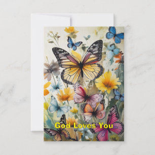 Tarjeta de nota de mariposa