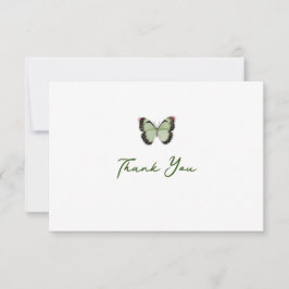 Tarjeta de nota de mariposa acuarela (verde)