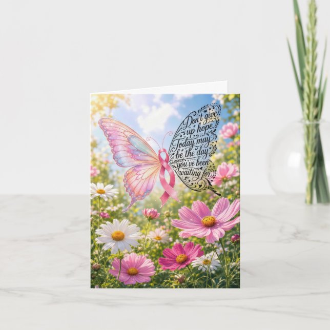 Tarjeta de nota de mariposa con lazo rosa (Anverso)