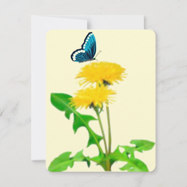 Tarjeta de nota de mariposa Dandelion (Anverso)