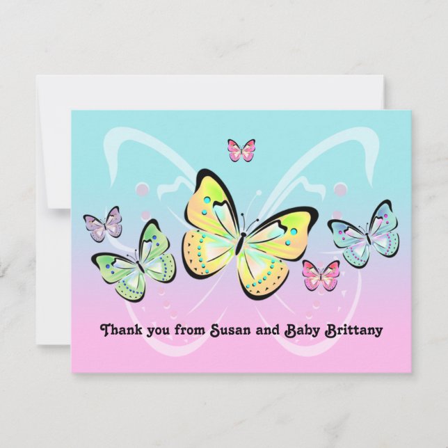 Tarjeta de nota de mariposa dulce Pastel (Anverso)