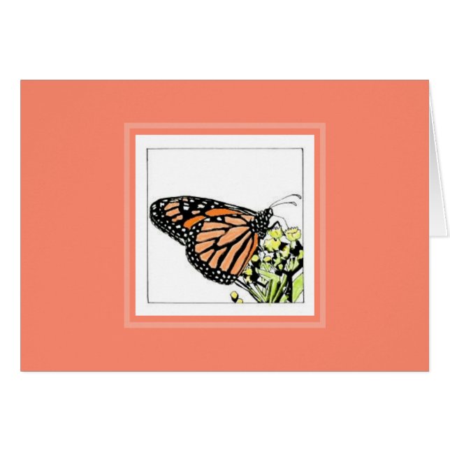 Tarjeta de nota de Mariposa Monarca (Colorizada) (Anverso (Horizontal))
