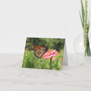 Tarjeta de nota de mariposa monarca posa