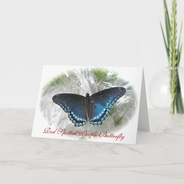 Tarjeta de nota de mariposa púrpura de punto rojo (Anverso)