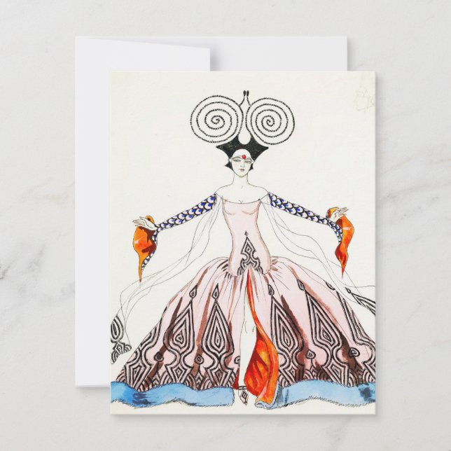 Tarjeta de nota de moda Georges Barbier Art Déco (Anverso)