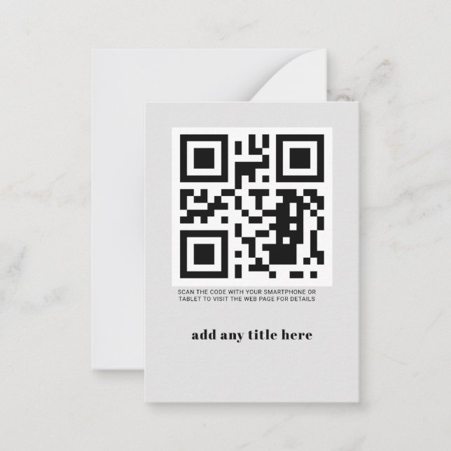 Tarjeta de nota de moda moderna de código QR para  (Anverso)
