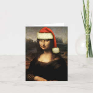 Tarjeta de nota de Mona Lisa Santa