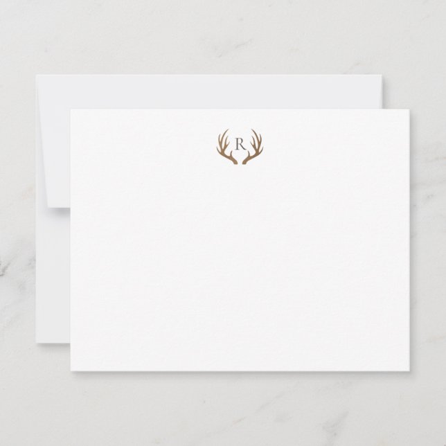Tarjeta de nota de monograma de astas rústicas (Anverso)