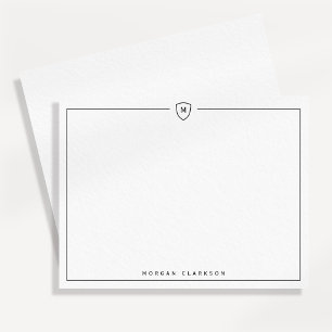 Tarjeta de nota de monograma de cresta elegante mi
