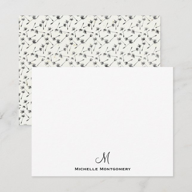 Tarjeta de nota de monograma de escritura simple d (Anverso / Reverso)