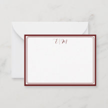 Tarjeta de nota de monograma de tres bordes de Bor