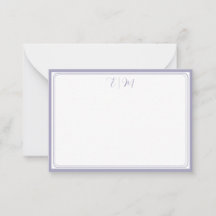 Tarjeta de nota de monograma de tres bordes de lil