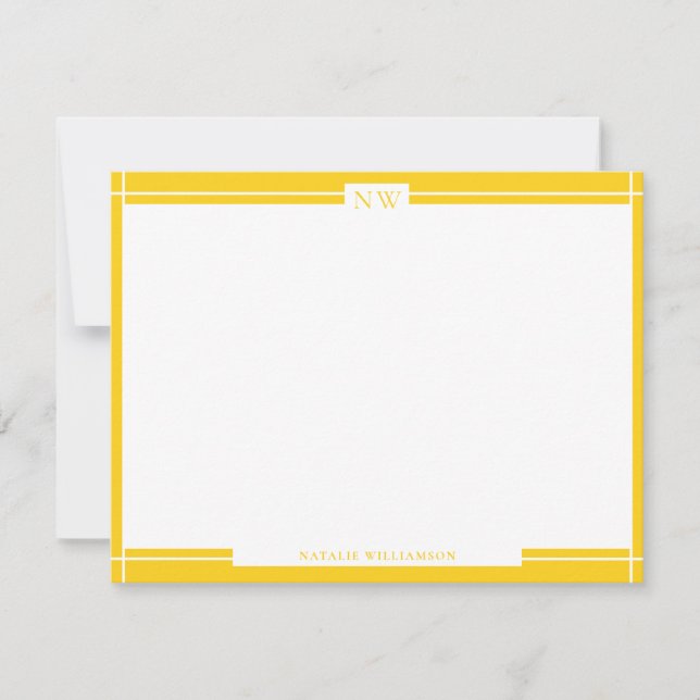 Tarjeta de nota de monograma decorativa de borde d (Anverso)