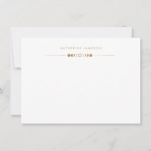 Tarjeta de nota de monograma dorado de fases lunar
