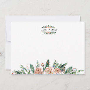 Tarjeta de nota de monograma elegante con vegetaci