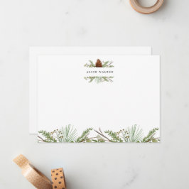 Tarjeta de nota de monograma elegante con vegetaci