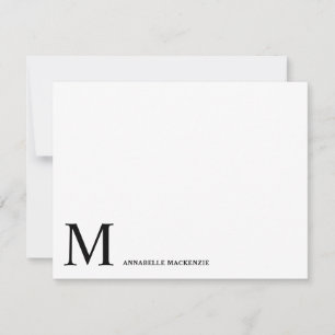 Tarjeta de nota de monograma negro Minimalista sim
