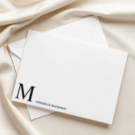 Tarjeta de nota de monograma negro Minimalista sim