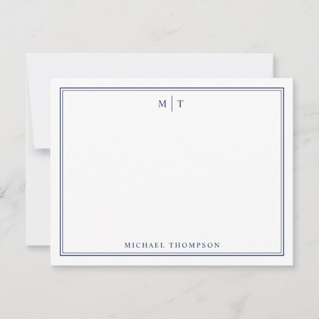 Tarjeta de nota de monograma personalizada minimal (Anverso)