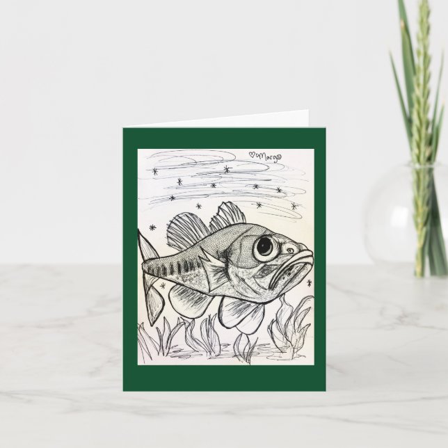Tarjeta De Nota De Natación Largemouth Bass (Anverso)